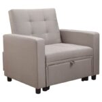 IMOLA Πολυθρόνα - Κρεβάτι Σαλονιού - Καθιστικού, Ύφασμα Cappuccino 100x102x92(Κρεβ.75x180x44)cm