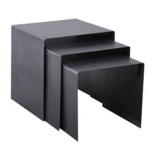 IRON Set 3 Τραπεζάκια Βοηθητικά, Μέταλλο Βαφή Antique Black 45x40x45_ 43x38x41_ 41x36x37cm