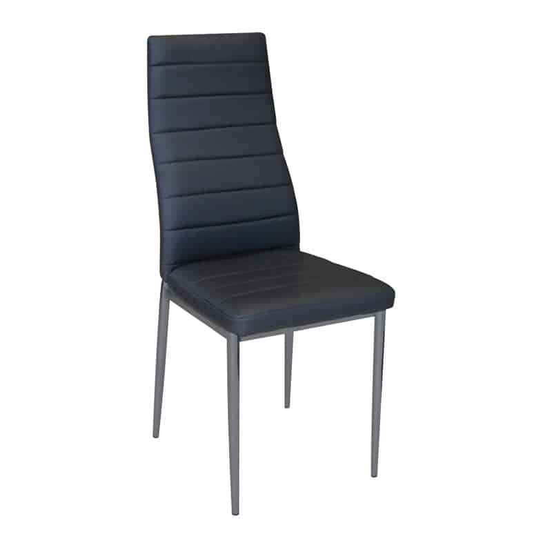 JETTA Καρέκλα Τραπεζαρίας Κουζίνας JETTA Καρέκλα Τραπεζαρίας Κουζίνας, Μέταλλο Βαφή Γκρι Pvc Μαύρο 40x50x95cm - Image 1