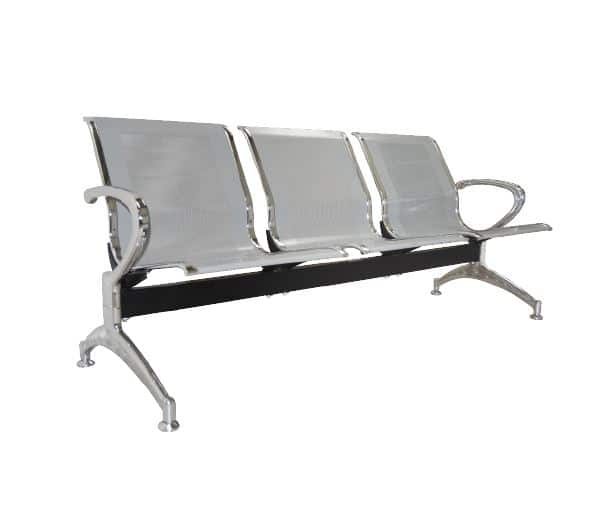 Κάθισμα Αναμονής - Υποδοχής 3 Θέσεων Κάθισμα Αναμονής - Υποδοχής 3 Θέσεων, Μέταλλο Χρώμιο Mesh Γκρι 181x58x77cm - Image 1