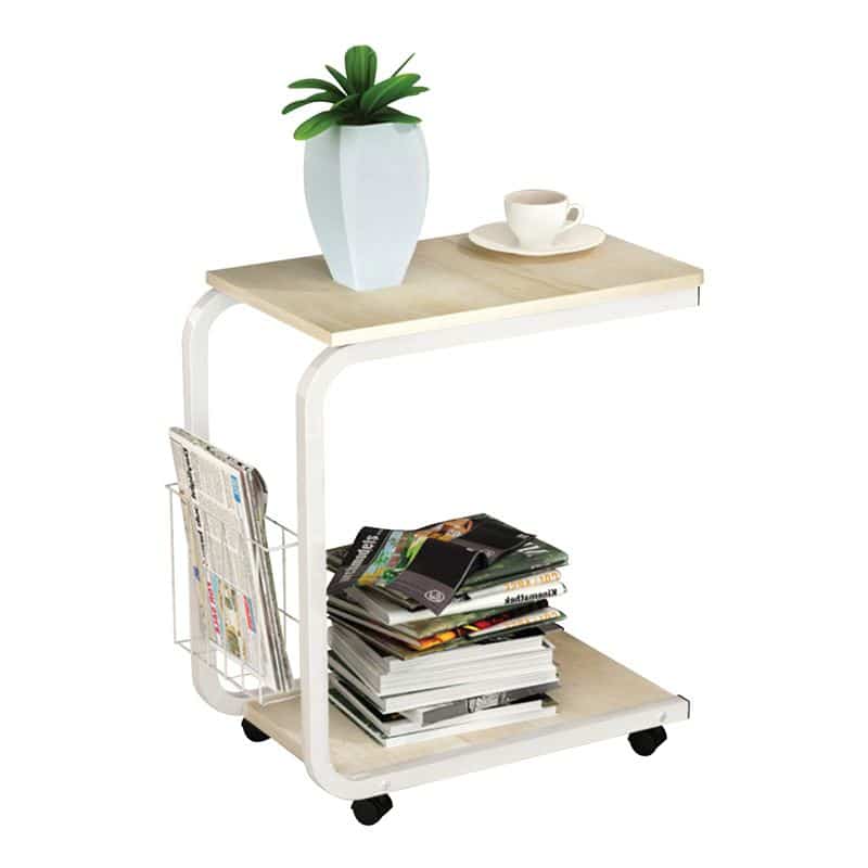 LAP Βοηθητικό Τραπεζάκι LAP Βοηθητικό Τραπεζάκι, Μέταλλο Βαφή Άσπρο, Απόχρωση Maple 56x30x59cm - Image 1