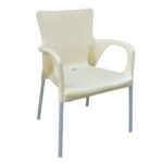 LARA Πολυθρόνα Pro Dining Στοιβαζόμενη, ALU Silver, PP - UV Protection Απόχρωση Εκρού 60x52x85cm