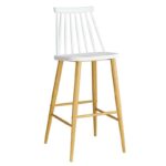 LAVIDA Σκαμπό BAR με Πλάτη, Μέταλλο Βαφή Φυσικό, PP Άσπρο 43x49x76/107cm