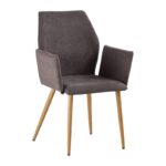 LETO Πολυθρόνα Τραπεζαρίας Κουζίνας, Μέταλλο Βαφή Φυσικό, Ύφασμα Grey Brown 55x56x86cm