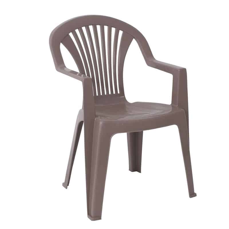 LIDO Πολυθρόνα Τραπεζαρίας Κήπου - Βεράντας Στοιβαζόμενη LIDO Πολυθρόνα Τραπεζαρίας Κήπου - Βεράντας Στοιβαζόμενη, PP Απόχρωση Tortora 58x57x81cm - Image 1