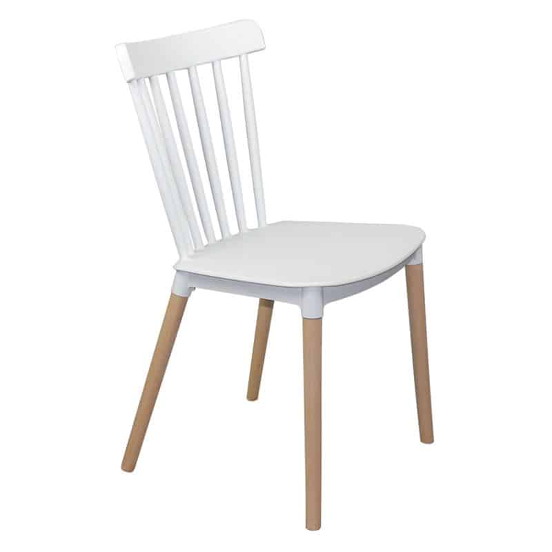LINA Καρέκλα Τραπεζαρίας - Κουζίνας LINA Καρέκλα Τραπεζαρίας - Κουζίνας, PP Άσπρο, Πόδια Οξιά Φυσικό 44x51x84cm - Image 1