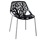 LINEA Καρέκλα Τραπεζαρίας Κουζίνας, Μέταλλο Χρώμιο  Πολυπροπυλένιο Μαύρο 54x51x81cm