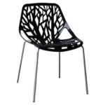 LINEA Καρέκλα Τραπεζαρίας Κουζίνας, Μέταλλο Χρώμιο  Πολυπροπυλένιο Μαύρο 54x51x81cm