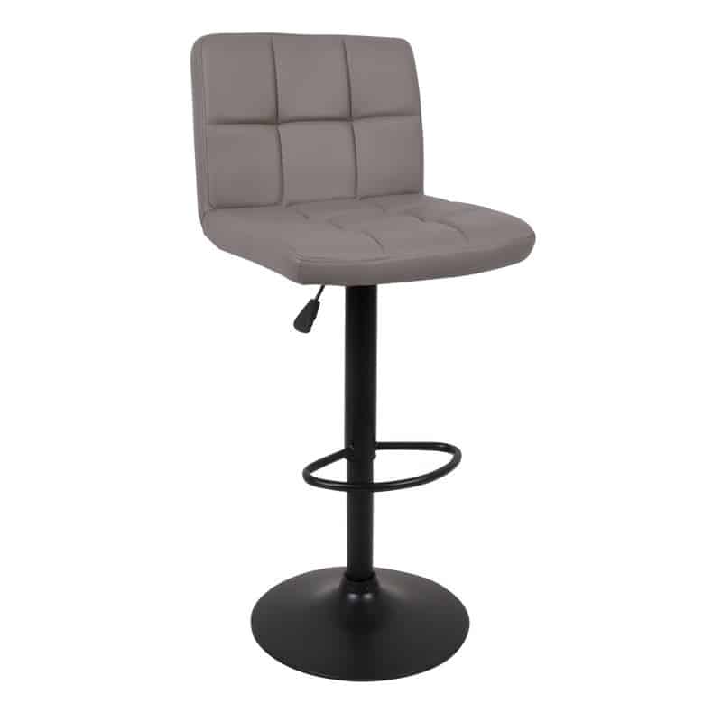 LINO Σκαμπό BAR με Πλάτη LINO Σκαμπό BAR με Πλάτη, Μέταλλο Μαύρο, PU Cappuccino, Ρύθμιση Ύψους, Περιστρεφόμενο 44x50x62/92-83/113cm - Image 1