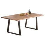 LIZARD Slim Τραπέζι Τραπεζαρία Σαλονιού-Κουζίνας Μέταλλο Βαφή Μαύρο, Ξύλο Ακακία Φυσικό 160x90x75cm Solid Wood 25mm