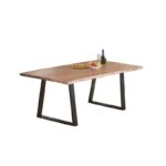 LIZARD-W Slim Τραπέζι Τραπεζαρίας, Μέταλλο Βαφή Μαύρο, Ξύλο Ακακία Φυσικό 200x100x78cm Solid Wood 25mm