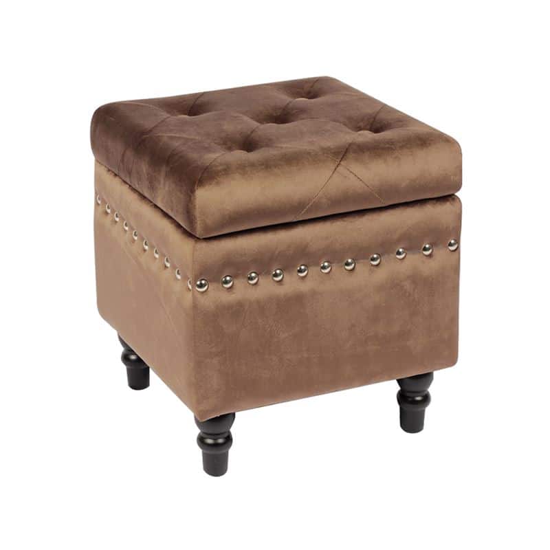 LOKO Σκαμπό Αποθηκευτικό Βοηθητικό LOKO Σκαμπό Αποθηκευτικό Βοηθητικό, Ύφασμα Velure Απόχρωση Καφέ 37x37x40cm - Image 1