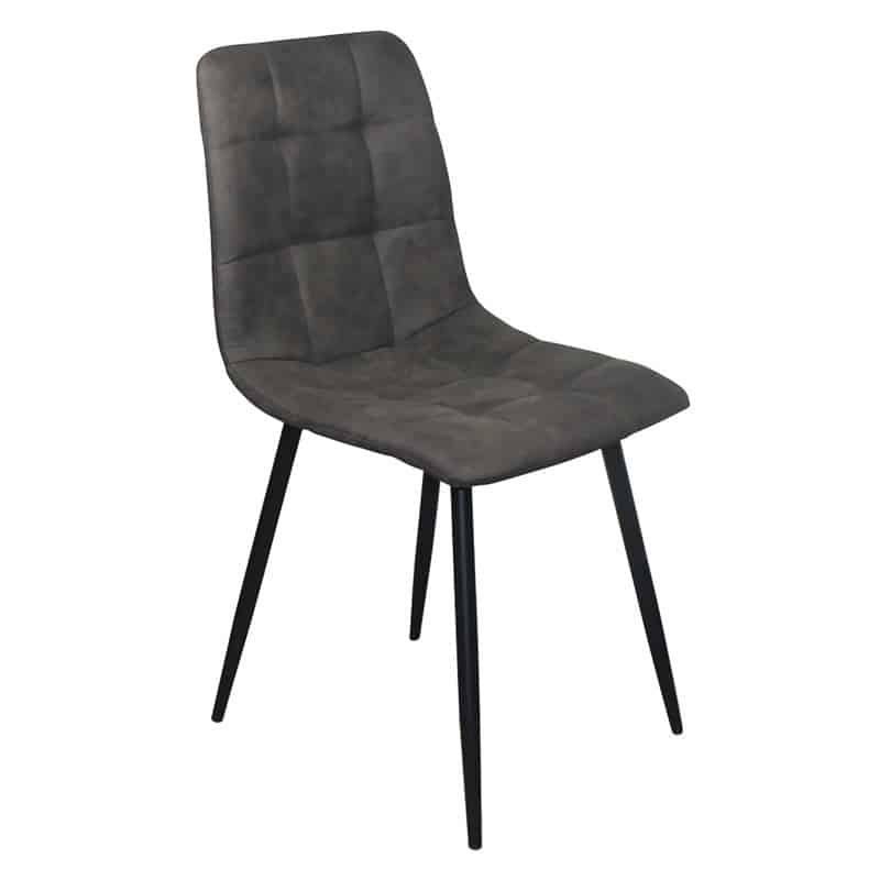 LYDIA Καρέκλα Τραπεζαρίας - Κουζίνας LYDIA Καρέκλα Τραπεζαρίας - Κουζίνας, Μέταλλo Bαφή Μαύρο, Ύφασμα Suede Ανθρακί 44x55x86cm - Image 1