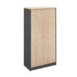 ΝΤΟΥΛΑΠΑ-Α Γραφείου Δίφυλλη, 4 Ράφια, Απόχρωση Dark Grey - Beech 80x40x172cm