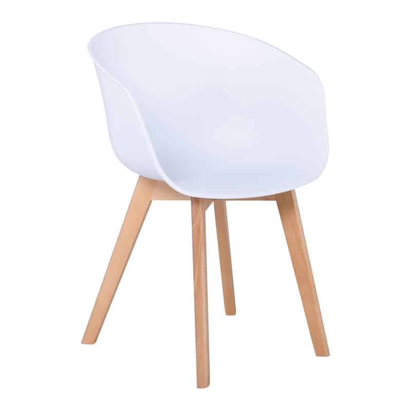 OPTIM Πολυθρόνα Ξύλινο Πόδι Οξιά Φυσικό OPTIM Πολυθρόνα Ξύλινο Πόδι Οξιά Φυσικό, PP Άσπρο 54x51x79cm - Image 1