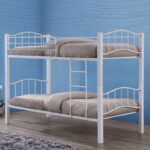 PALOMA Κρεβάτι Κουκέτα Μέταλλο Βαφή Άσπρο, Ξύλο Άσπρο 97x210x150 (Στρώμα 90x200)cm