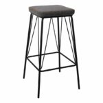 PANTON Σκαμπό BAR, Μέταλλο Βαφή Μαύρο, PU Απόχρωση Vintage Grey 43x43x76cm