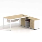 THESIS Γραφείο Αναστρέψιμη Γωνία, Απόχρωση Beech - Άσπρο 160x80x75/160x40x65cm