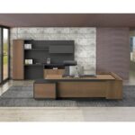 PROLINE Γραφείο Αριστερή Γωνία Απόχρωση Καρυδί Δρυς - Μαύρο 220x90/200x40 (H.76/70)cm