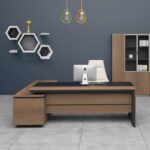 PROLINE Γραφείο Δεξιά Γωνία Απόχρωση Καρυδί Δρυς - Μαύρο 180x75/160x40 H.75/63cm