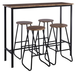 PUB Set Bar Τραπέζι + 4 Σκαμπό, Μέταλλο Βαφή Ανθρακί - Antique Brown Tab:120x40x100 Stool:Φ30 H.74