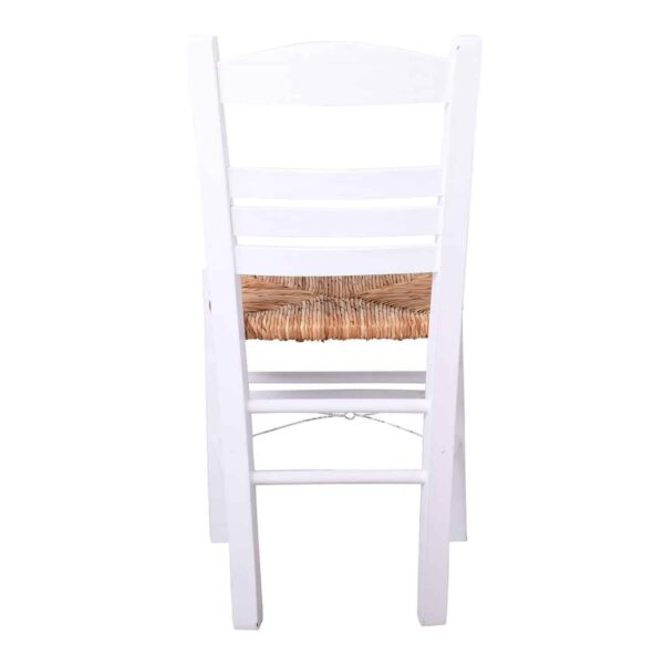 ΣΙΦΝΟΣ Καρέκλα Οξιά Βαφή Εμποτισμού Λάκα Άσπρο, Κάθισμα Ψάθα 41x45x88cm - Image 4