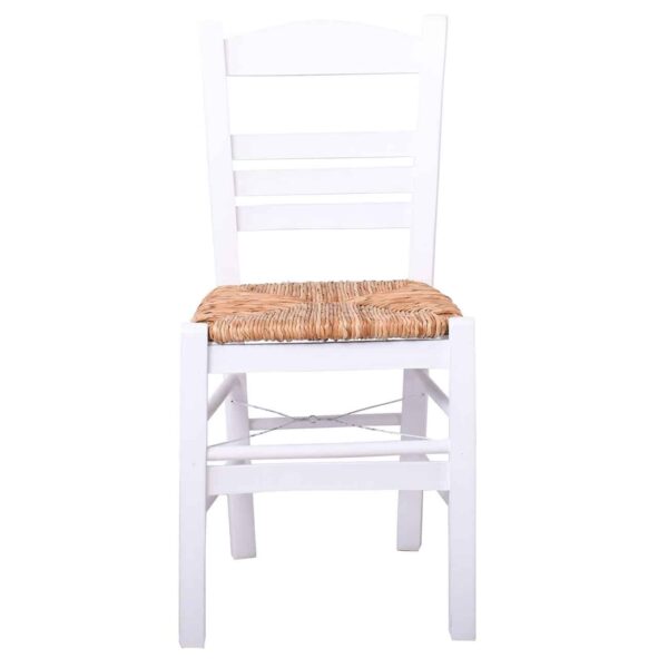 ΣΙΦΝΟΣ Καρέκλα Οξιά Βαφή Εμποτισμού Λάκα Άσπρο, Κάθισμα Ψάθα 41x45x88cm - Image 5