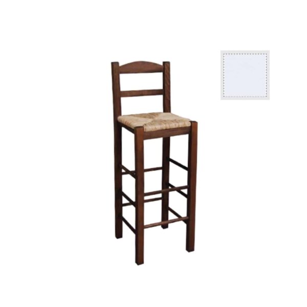 ΣΙΦΝΟΣ Σκαμπό BAR με Πλάτη, Οξιά Εμποτισμός Λάκα Άσπρο, Κάθισμα Ψάθα 36x37x76/107cm - Image 2