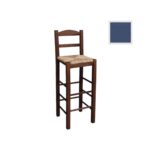 ΣΙΦΝΟΣ Σκαμπό BAR με Πλάτη, Οξιά Εμποτισμός Ανιλίνη Μπλε, Κάθισμα Ψάθα 36x37x76/107cm - Image 2