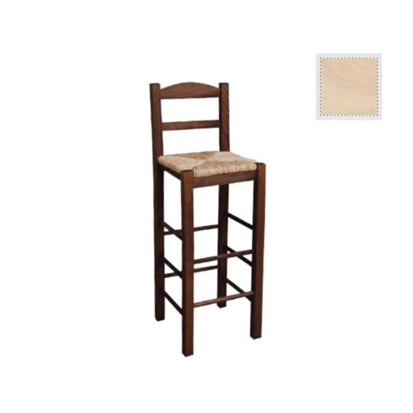 ΣΙΦΝΟΣ Σκαμπό BAR με Πλάτη, Οξιά Άβαφο με Ψάθα Αβίδωτη 36x37x76/107cm - Image 2