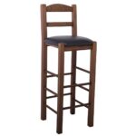 ΣΙΦΝΟΣ Σκαμπό BAR με Πλάτη, Οξιά Βαφή Εμποτισμός Καρυδί, Κάθισμα Pu Μαύρο 36x37x78/107cm - Image 2