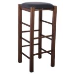 ΤΑΒΕΡΝΑΣ Σκαμπό BAR, Οξιά Βαφή Εμποτισμός Καρυδί, Κάθισμα Pu Μαύρο 35x35x81cm - Image 2