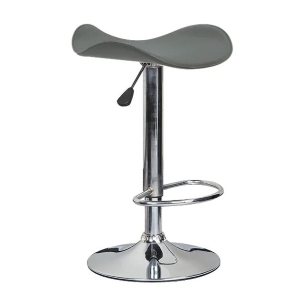 SADDLE Σκαμπό BAR, Βάση Χρώμιο, Pvc Γκρι, Ρύθμιση Ύψους, Περιστρεφόμενο 45x43x58/64-79/85cm - Image 1