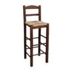 ΣΙΦΝΟΣ Σκαμπό BAR με Πλάτη, Οξιά Εμποτισμός Καρυδί, Κάθισμα Ψάθα 36x37x76/107cm