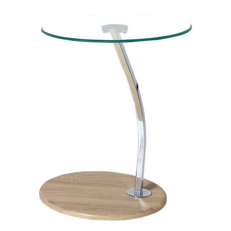 SOLID Τραπεζάκι LapTop Χρώμιο SOLID Τραπεζάκι LapTop Χρώμιο, Γυαλί Clear Απόχρωση Σημύδας Φ45 H.60cm - Image 1