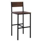 STAB Σκαμπό BAR με Πλάτη, Μέταλλο Βαφή Ανθρακί, Κάθισμα Η.67cm Απόχρωση Antique Brown 39x42x67/95cm