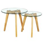 TARGET Τραπεζάκι Βοηθητικό Ξύλο - Γυαλί 8mm Φ50cm H.46cm