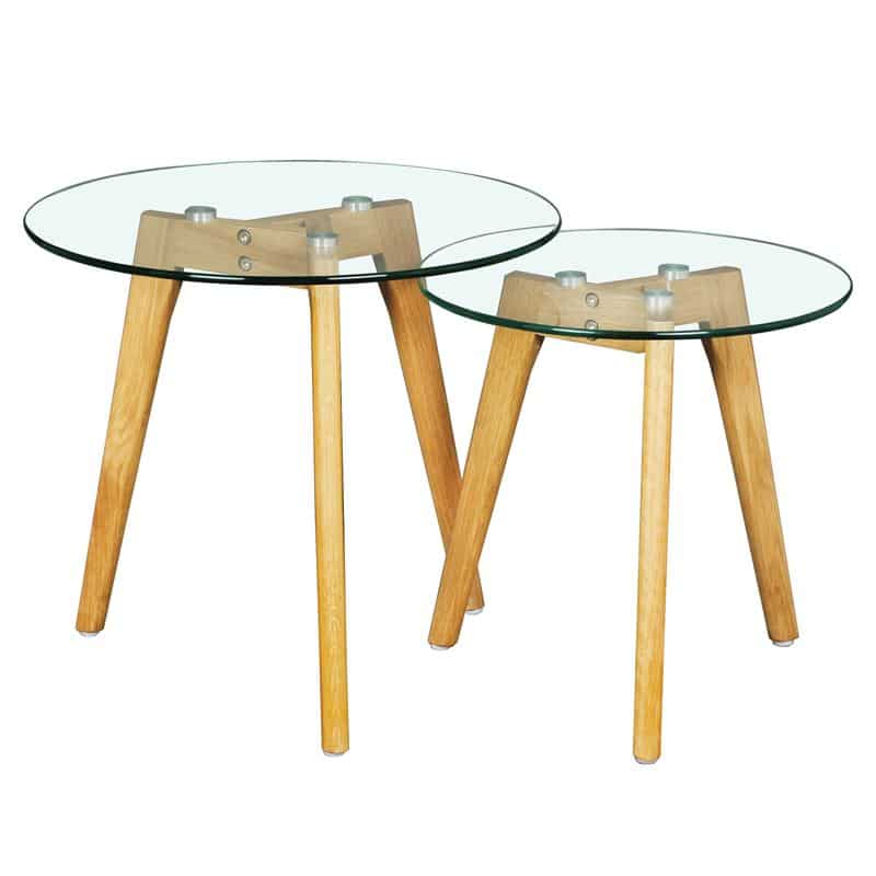 TARGET Τραπεζάκι Βοηθητικό Ξύλο - Γυαλί 8mm TARGET Τραπεζάκι Βοηθητικό Ξύλο - Γυαλί 8mm Φ50cm H.46cm - Image 1