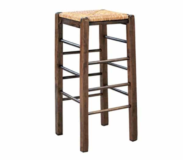 ΤΑΒΕΡΝΑΣ Σκαμπό BAR ΤΑΒΕΡΝΑΣ Σκαμπό BAR, Οξιά Εμποτισμός Καρυδί, Κάθισμα Ψάθα 35x35x80cm - Image 1