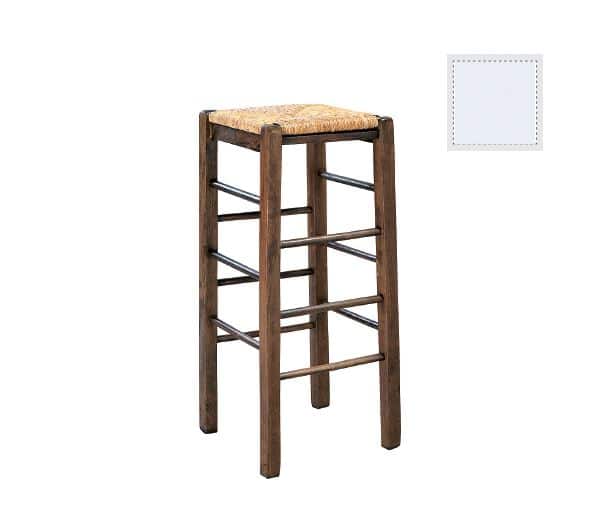 ΤΑΒΕΡΝΑΣ Σκαμπό BAR ΤΑΒΕΡΝΑΣ Σκαμπό BAR, Οξιά Βαφή Εμποτισμός Λάκα Άσπρο, Κάθισμα Ψάθα 35x35x80cm - Image 1