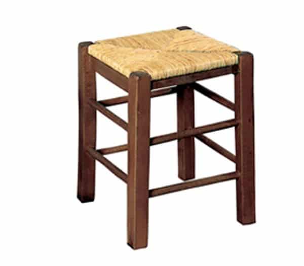 ΤΑΒΕΡΝΑΣ Σκαμπό Βοηθητικό ΤΑΒΕΡΝΑΣ Σκαμπό Βοηθητικό, Οξιά Εμποτισμός Καρυδί, Κάθισμα Ψάθα 35x35x50cm - Image 1