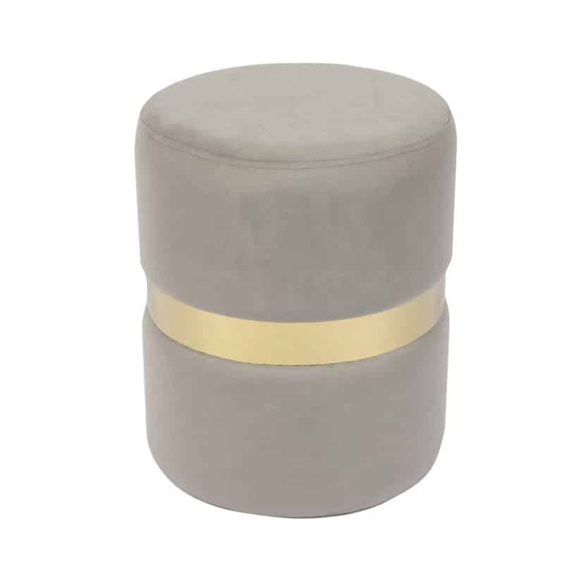 TOMMY Σκαμπό Βοηθητικό TOMMY Σκαμπό Βοηθητικό, Χρώμιο Χρυσό, Ύφασμα Velure Απόχρωση Γκρι Φ35cm Η.43cm - Image 1