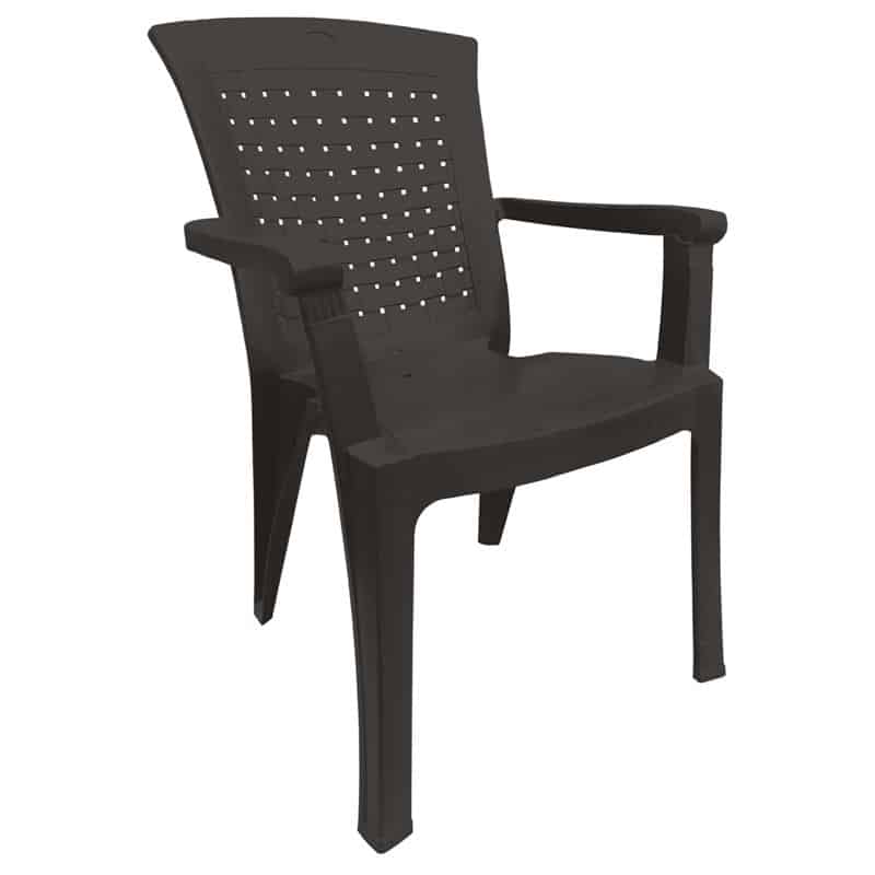 VALERIA Πολυθρόνα Τραπεζαρίας Κήπου Στοιβαζόμενη VALERIA Πολυθρόνα Τραπεζαρίας Κήπου Στοιβαζόμενη, PP Απόχρωση Ανθρακί (Rattan Look) 57x64x89cm - Image 1