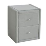 WILTON Κομοδίνο Ύφασμα Grey Stone με Προστατευτικό Γυαλί Επιφάνειας 46x41x57cm