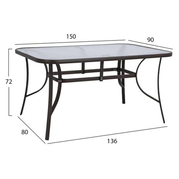 ΣΕΤ ΤΡΑΠΕΖΑΡΙΑΣ 7TMX ΤΡΑΠΕΖΙ 150Χ90Χ72Υεκ.ΚΑΙ 6 ΠΟΛΥΘΡΟΝΕΣ ΜΕΤΑΛΛΟ ΚΑΦΕ HM10561.02 - Image 2