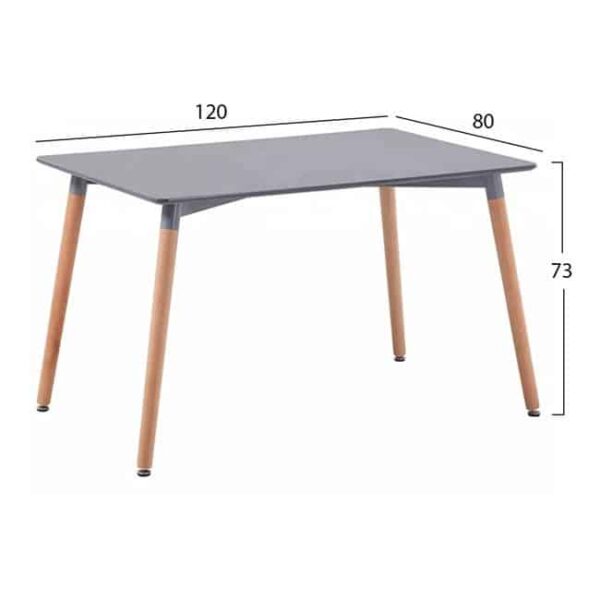 ΤΡΑΠΕΖΙ MINIMAL HM008.10 ΓΚΡΙ ΜΕ ΞΥΛΙΝΑ ΠΟΔΙΑ ΟΞΙΑ 120X80X73Υ εκ. - Image 2