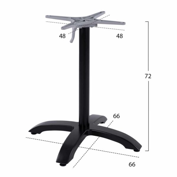 ΒΑΣΗ ΑΛΟΥΜΙΝΙΟΥ ΠΤΥΣΣΟΜΕΝΗ HM469.01 ΜΑΥΡΟ ΜΑΤ 66Χ66Χ72Υεκ. ΜΕ ΣΤΑΥΡΟ 48Χ48εκ. - Image 2