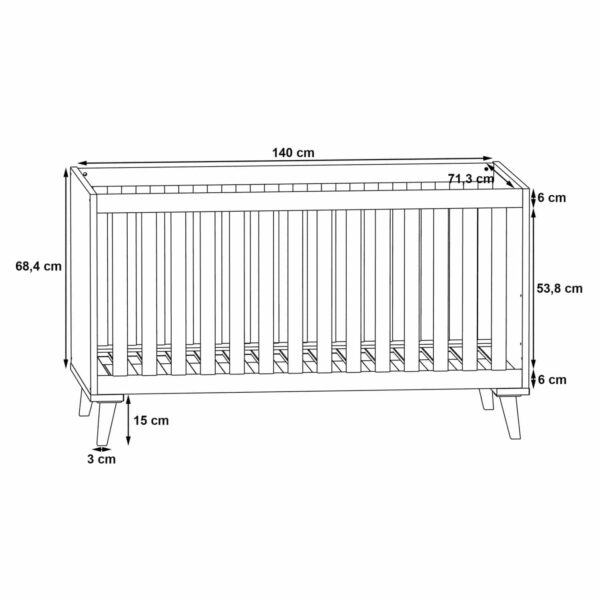 ΒΡΕΦΙΚΟ ΚΡΕΒΑΤΙ BAMBINI HM8841 ΑΝΟΙΧΤΟ ΓΚΡΙ ΦΥΣΙΚΟ 144,8 x76,9x83,4Υ εκ. - Image 4