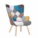 ALMA Πολυθρόνα - Μπερζέρα Σαλονιού - Καθιστικού Φυσικό, Ύφασμα Patchwork, K/D 69x76x97cm - Image 2