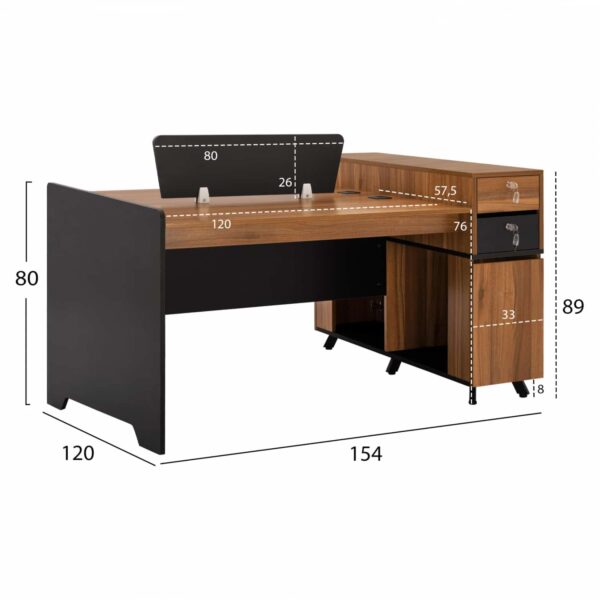 ΕΠΑΓΓΕΛΜΑΤΙΚΟΣ ΣΤΑΘΜΟΣ ΕΡΓΑΣΙΑΣ 2 ΑΤΟΜΩΝ SUPREME HM2374 154X120X89Υ εκ. - Image 2